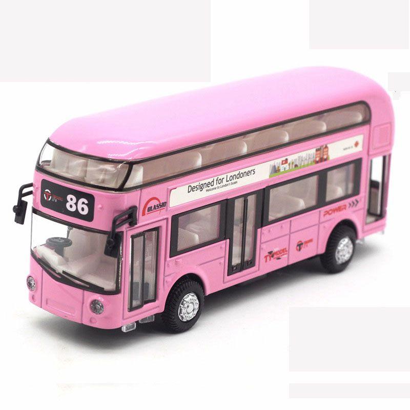 

Sound Light 150 Metal Doubledecker Tour London City Bus Pull Back Car Toy Kid розовый