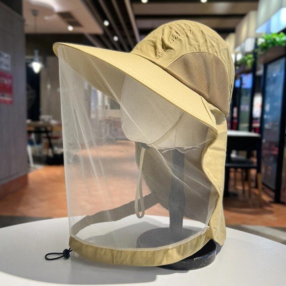 

Складная москитная шапка со скрытой сеткой-репеллентом для защиты от насекомых и пчел бежевый