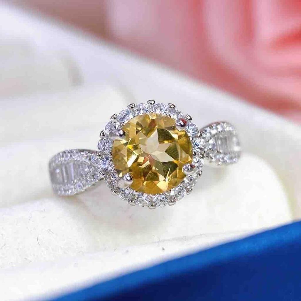 S925 Silver Yellow Crystal Women's Fashion Ring - 2025 Design