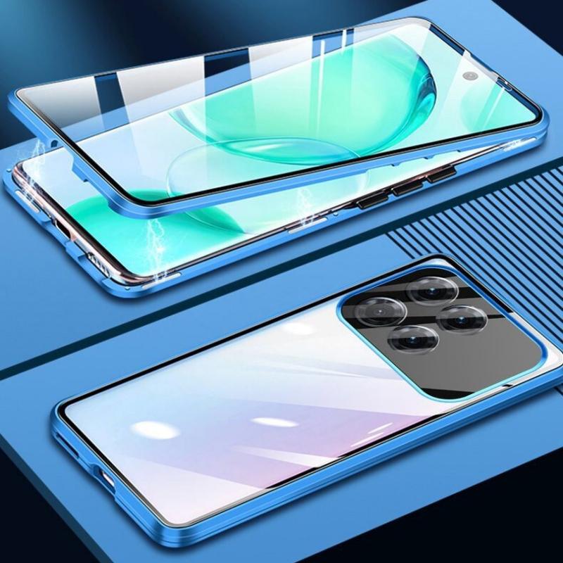 360 Full Case For Xiaomi POCO X6 Pro 5G Case Double Sided Magnetic Adsorption Metal Tempering Glass Protection Cover Bumper