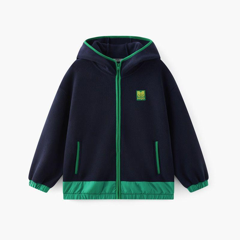 [Z]Mqd Children s Clothing Boys  Jacket Spring and Autumn Style Children s Spring Outfit Color-Blocking Hooded Cardigan Sweatshirt Jacket Tibetan youth 170cm