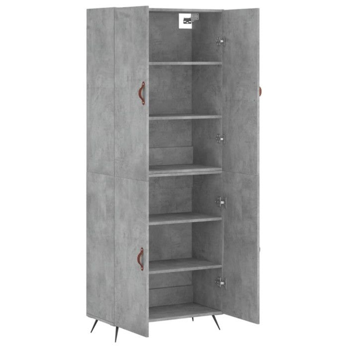 VidaXL Buffet haut Gris béton 69,5x34x180 cm Bois d'ingénierie 3195655