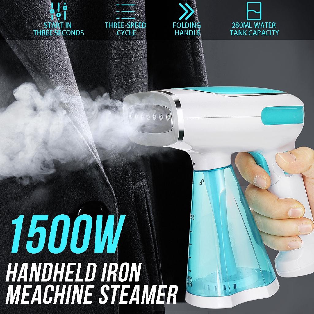 1500W Handheld Ironing Machine 3 Gear Adjustment Garment Steamer Continuous Spray Handle Folding Anti Dry Burning Steamer 280ml