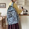 Large Capacity Plaid Backpack Women's Star Printed Student School Bag with Coin Purse
