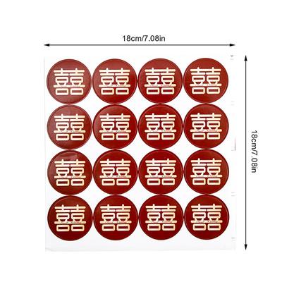 16 Pièces/Feuille Autocollant de Mariage Autocollant Double Bonheur Étiquette Sac Cadeau de Mariage Autocollant Mignon Pour Biscuits Autocollant de Bénédiction Rouge