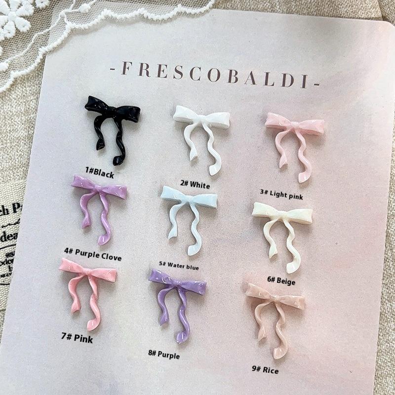 30Pcs Ribbon Bow Nail Art Charms 3D Nail Decoration Macaron Color Manicure Accessories Resin Material Diy