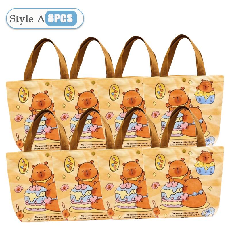 1-20PCS Cartoon Canvas Bag Novelty Tote Bag Kapibara Inner Daily Large Capacity Shoulder Bag Cartoon Capybara Kawaii Hand Bags