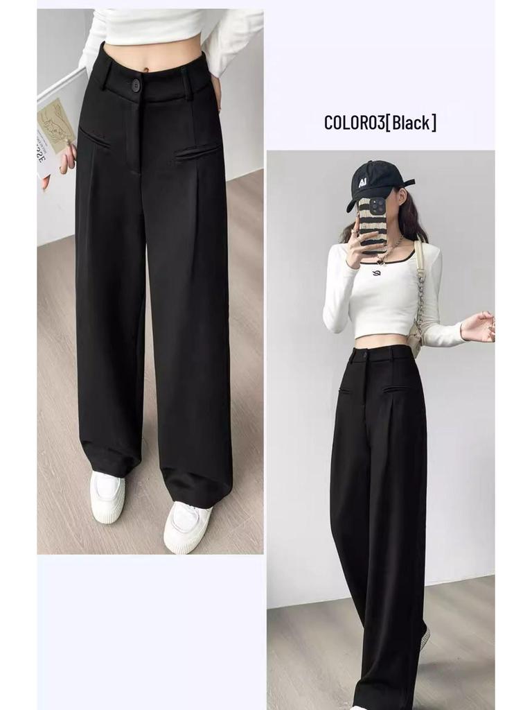 Petite High-Waisted Wide-Leg Sweatpants for Women, Versatile Slimming Straight-Leg, Perfect for Spring and Autumn.