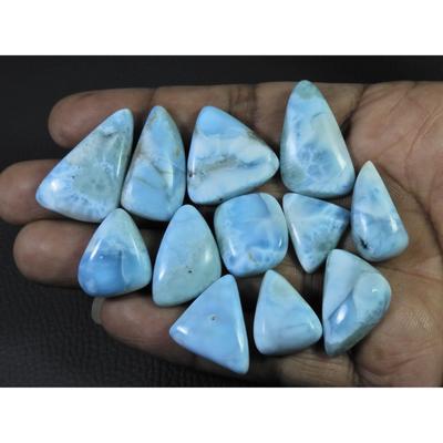 242Cts. Natural Larimar Pectolite Fancy Cabochon Loose Gemstone 12 Pcs Lot C-829