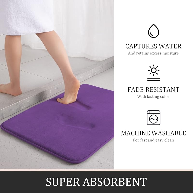 YIHOUSE Bathroom Rug Set 5 Piece, Memory Foam Bath Mat Set, Super Absorbent Bath Mats for Bathroom - Non-Slip & Washable 5 Pieces