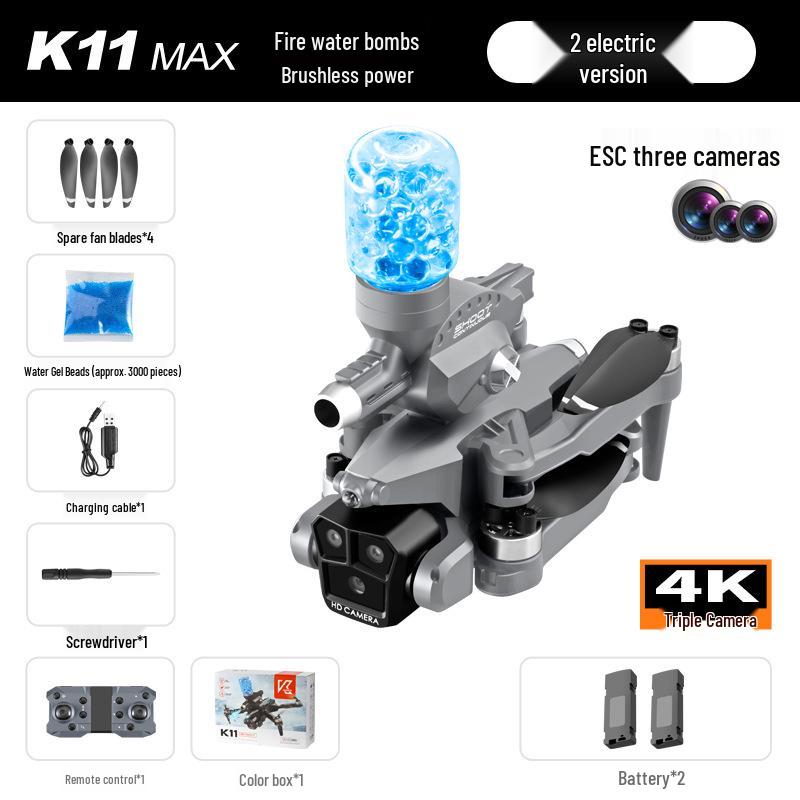 K11Max Drone: Brushless Motor Quadcopter with Triple Cameras, Water Bomb Launch, Remote Control
