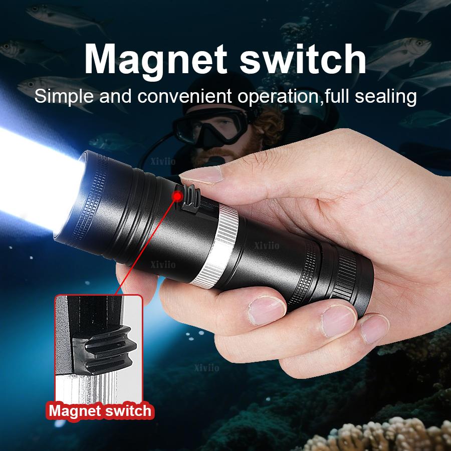 111111LM Professional LED Diving Flashlight Super Bright IPX8 Waterproof Torch Underwater 111M Hunting Fishing Lanterns