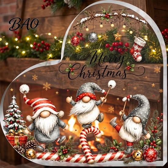 Gnome Holiday Table Decorations Heart Shaped Acrylic Christmas Tabletop Decor, 2D Flat Decorative Sign Centerpiece with Love Design, Festive