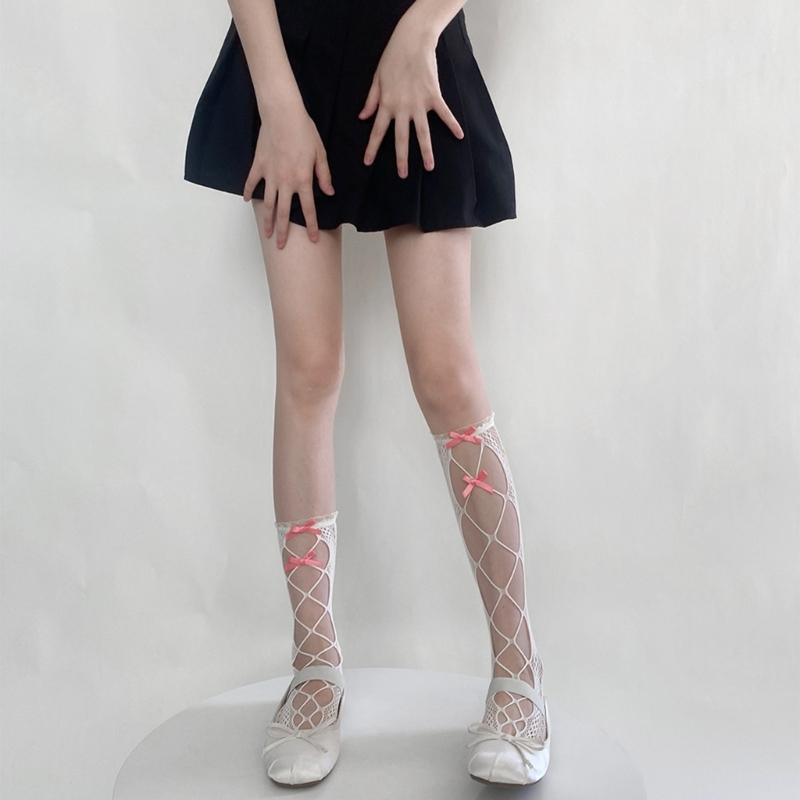 Womens Calf Socks, Sweet Girl Lace Ruffle Knee Socks Fashion Ladies Girl Princess Mesh Socks Japanese Stockings