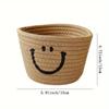 Charming Smile Woven Storage Basket - Compact Organizer for Cosmetics, Brushes & Pens - Ideal for Desk, Office, Dorm Decor