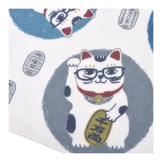Japanese Pattern Gauze Tenugui - Lucky Cat Design - Soft Double Gauze Fabric - Striking Japanese Print - Quick Drying - For Kitchen, Handkerchief,