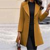 European and American Cross-border Autumn and Winter Medium and Long Korean Version Lapel Thin Solid Color Slim Women's Woolen Coat Coat