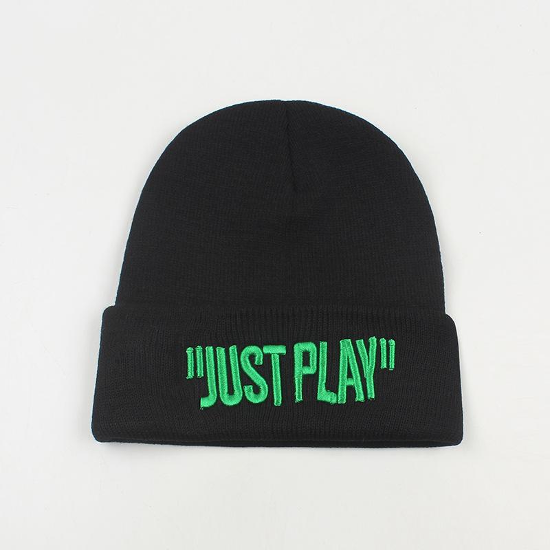 

Exquisite Fashionable Hat Letter Embroidery Unisex Warm Hatsbeanie Knitted Black Green