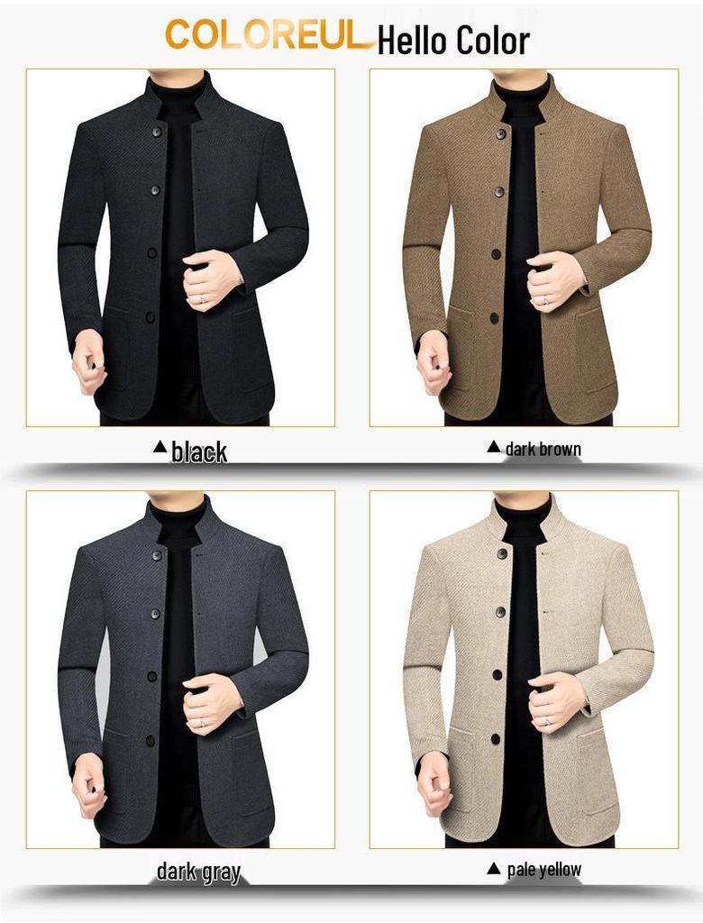 2024 Spring Men's Business Casual Stand Collar Jacket - Mid-Age Suit for Spring & Autumn