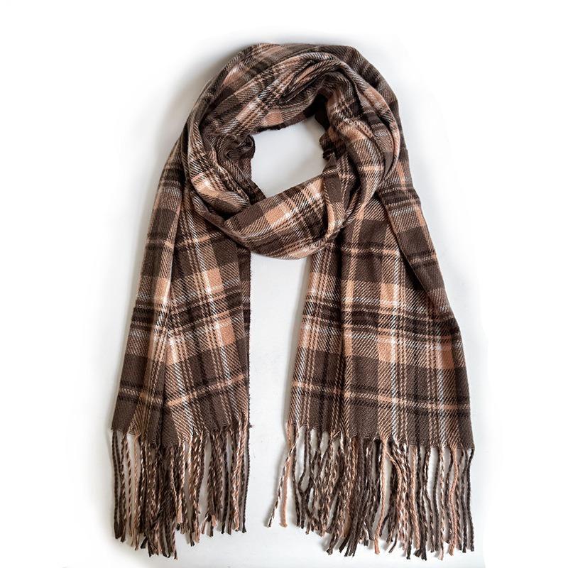 Scarf Women's Winter High-end Sense New Versatile Thickened Warm Imitation Cashmere Plaid Scarf Shawl