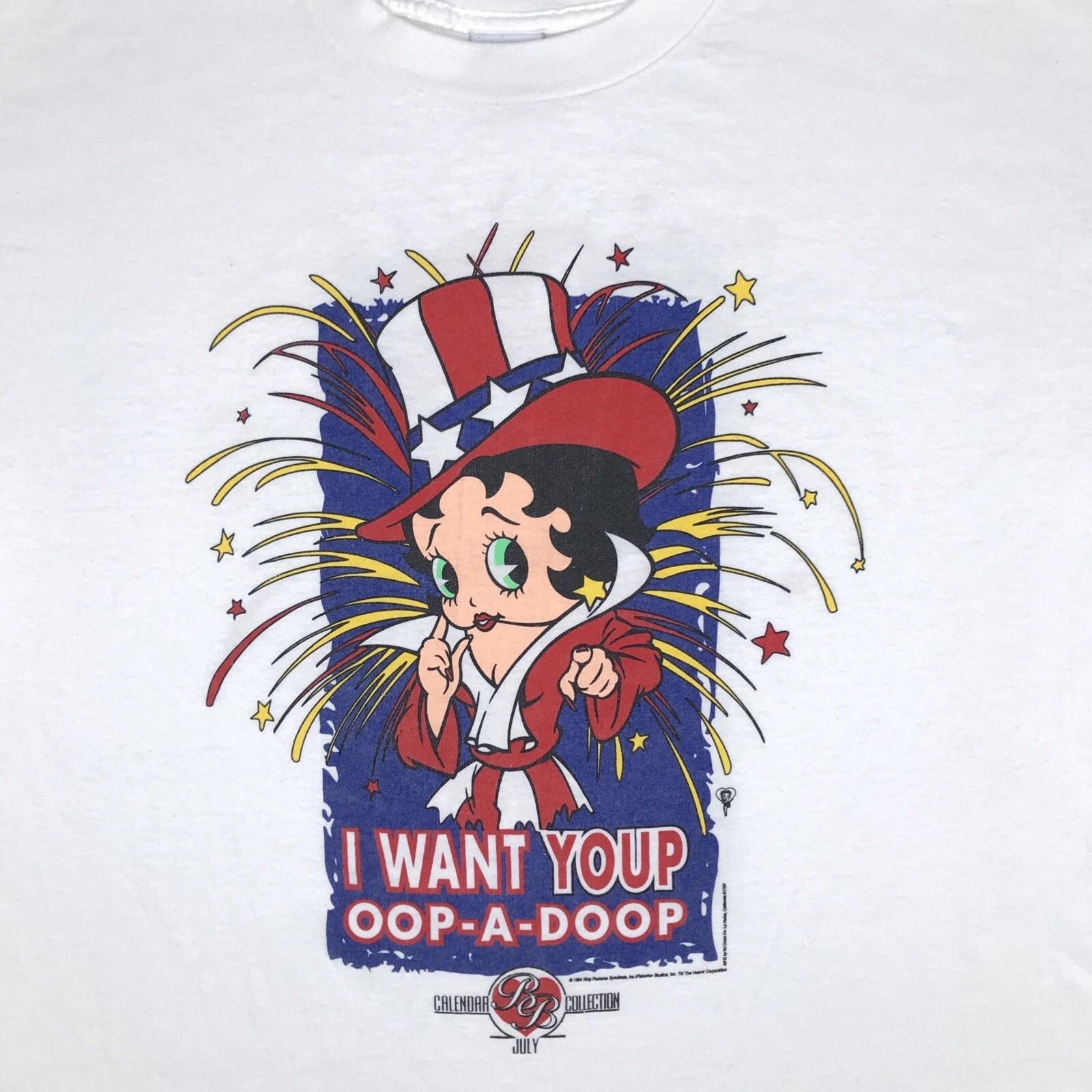 vtg 90s BETTY BOOP CALENDAR COLLECTION DOUBLE-SIDED T-Shirt XL single stitch M