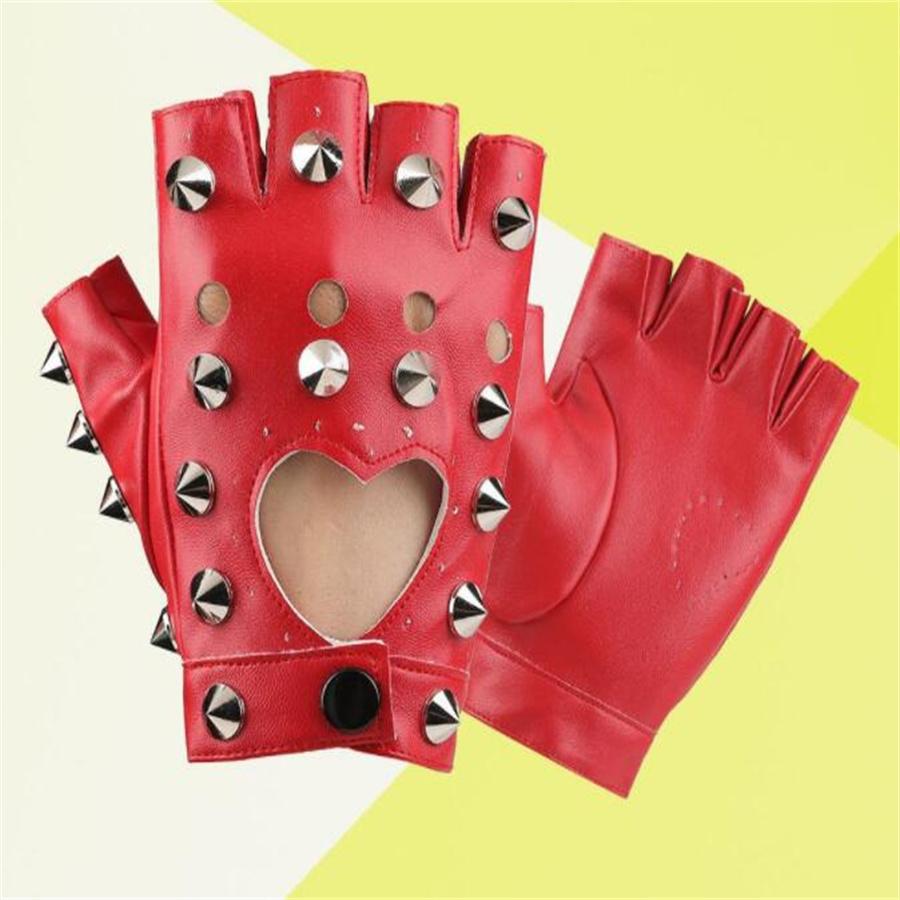 Punk Spiked Fingerless Gloves, Gothic Leather Gloves with Studs for Halloween & Cosplay
