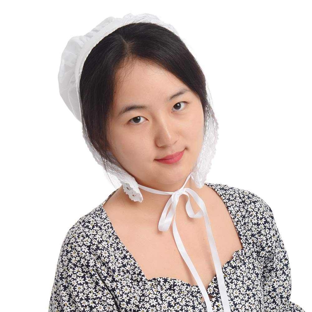 Touca de Cabelo Chapéu Prairie Traje Colonial Algodão [BLESSUME] Feminino 100% (Estilo-03)