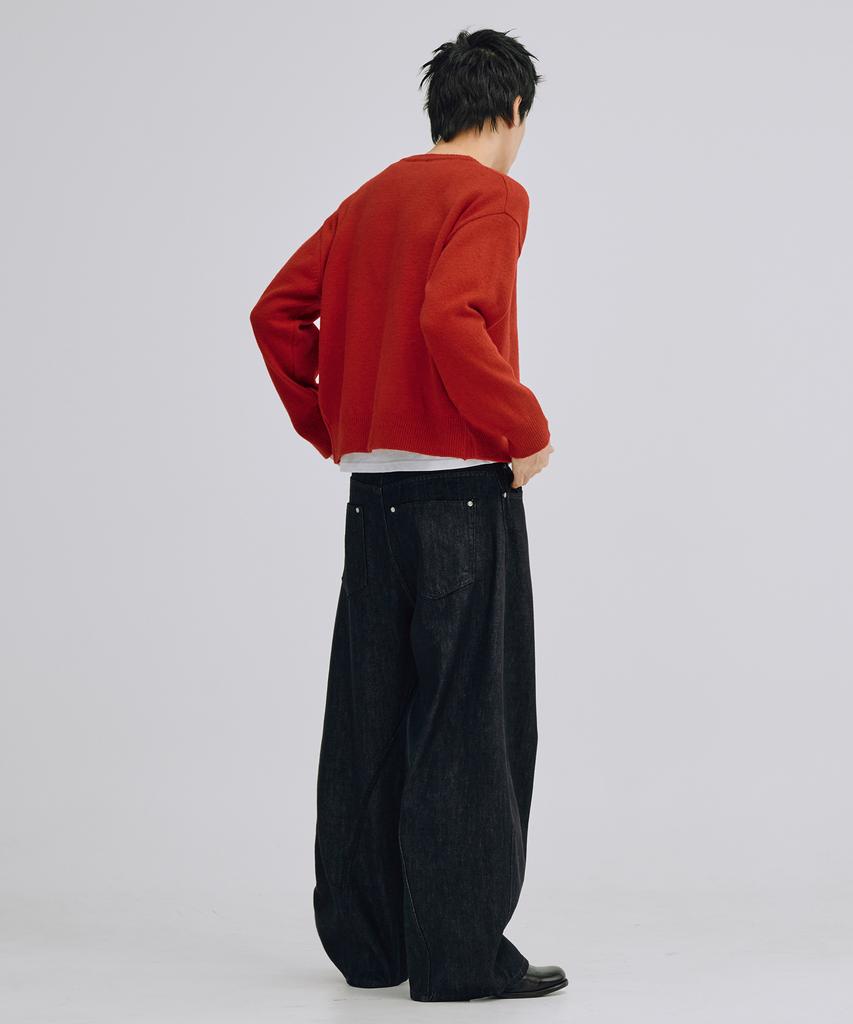 TAKEASY Essential Crop Knit Cardigan (Red)