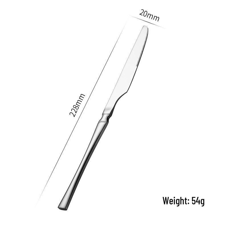 Gold 24-Piece Stainless Steel Cutlery Set: Elegant Steak Knife, Fork, and Spoon for Western Cuisine.