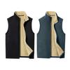 Men Winter Casual Sleeveless Jacket Stand Collar Warm Fleece Lining Waistcoat Pockets Zipper Placket Vest Coat