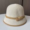 Dome contrasting knot knitted bucket hat summer seaside vacation sun hat ladies sun protection face hat