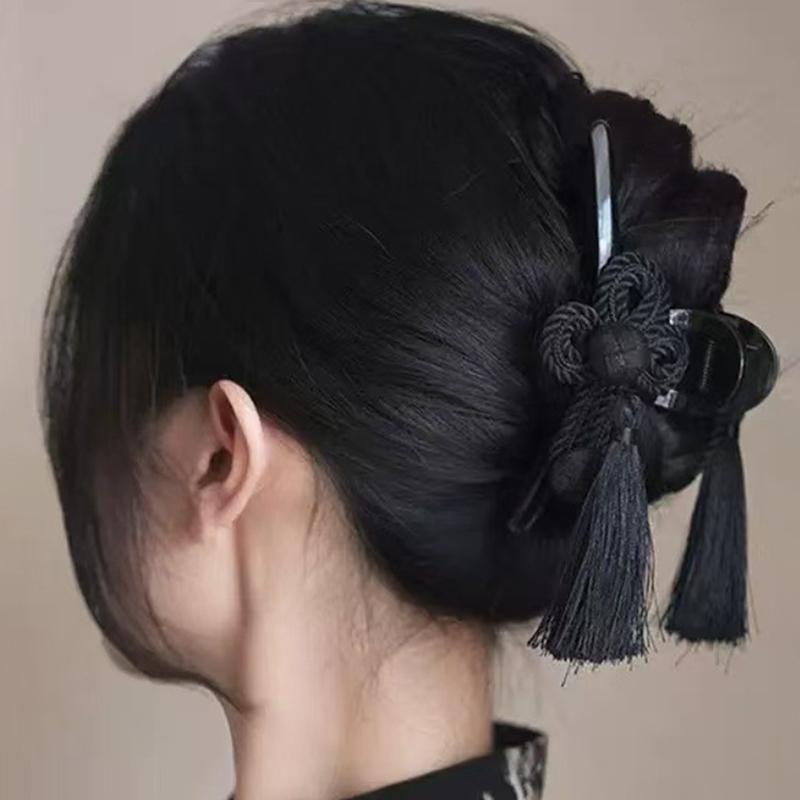 

Новый китайский стиль Ручное плетение Узел Кисточка Зажим Элегантный Достойный Ципао Ханьфу Плетеные Прически Аксессуары для Волос чёрный
