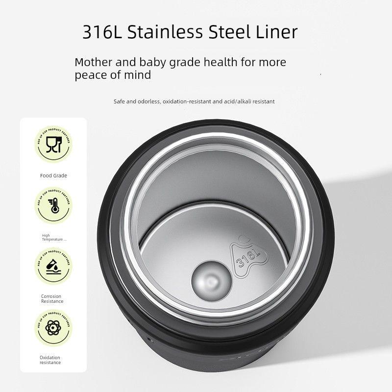 Large-Capacity Thermos Cup for Men, Sports Water Cup for Students Going to School, 2026 New Model 316L Stainless Steel Straw Cup