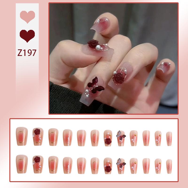 Burgundy Blush Press-On Nails & Ume Plum Jam Nail Stickers Manicure Set
