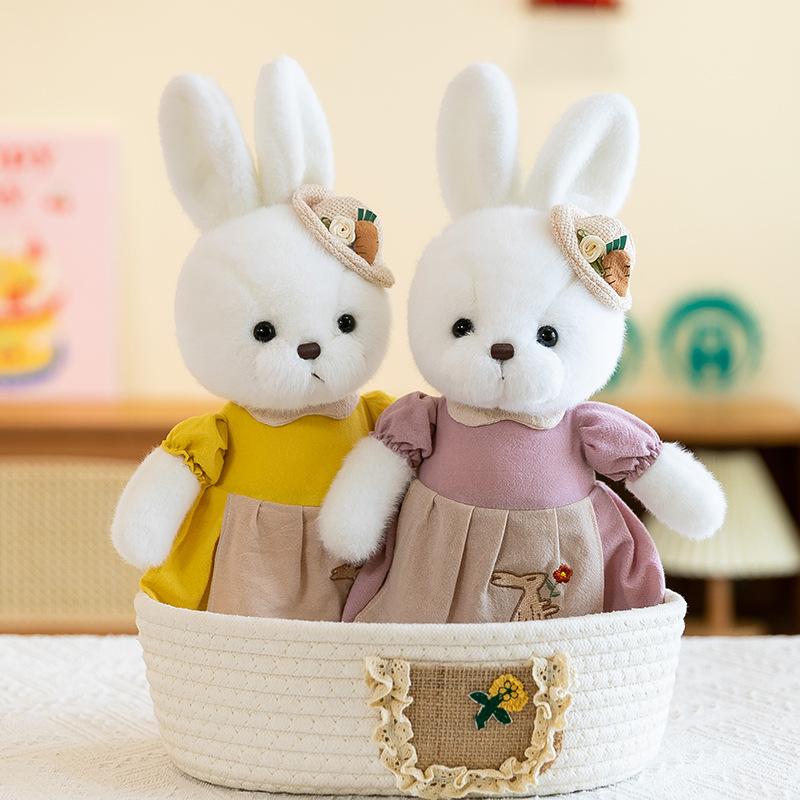 New Cute Pastoral Rabbit Plush Toy Rag Doll Children's Apron Rabbit Doll for Girls