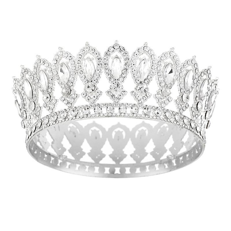 Neuer Barock Legierung Leichter Luxus Haarschmuck Braut Hochzeit Legierung Voll Diamant Krone Vollrunde Krone Schmuck
