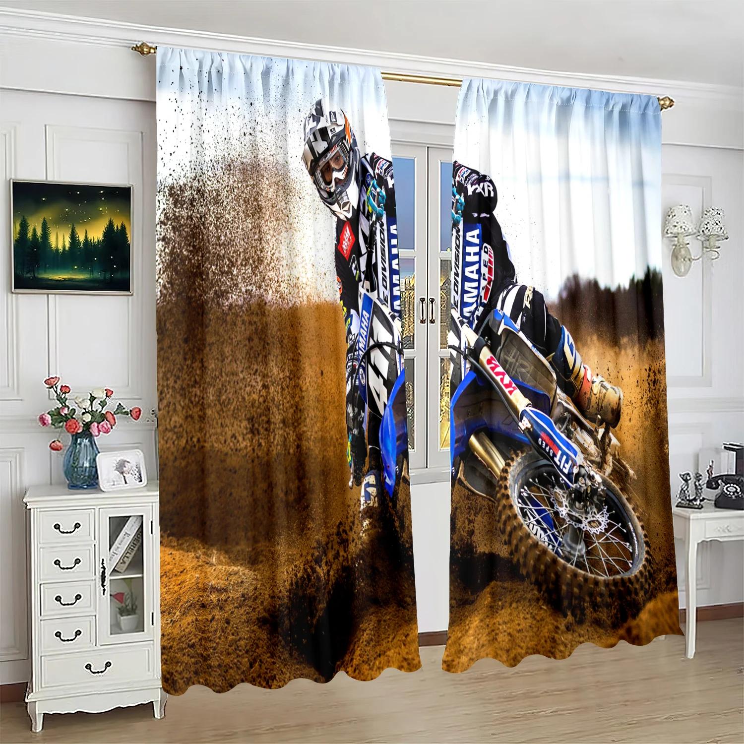 

Mountain Motorcycle Adventure Curtains Piece Polyester Set Bedroom Living Room Study Outdoor Thrill Window Decor Curtain Ideal For Sitting W100*H70(CM)-Grommet top&1PCS