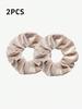 2PCS New Solid-color Velvet Zipper Large Intestine Hair Band Korean Style Fashionable Fabric Ponytail Storage Large Intestine