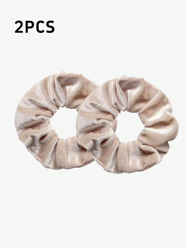 2PCS New Solid-color Velvet Zipper Large Intestine Hair Band Korean Style Fashionable Fabric Ponytail Storage Large Intestine
