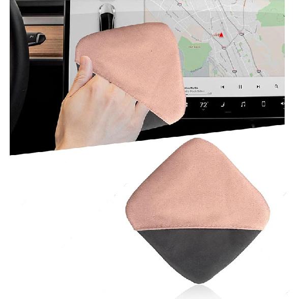 Car Screen Cleaner, 4.72×3.93" Triangle Microfiber Auto Screen Cleaning Pad, Foldable Touch Screen Cleaner Cloth for Vehicle Dashboard LCD Display,