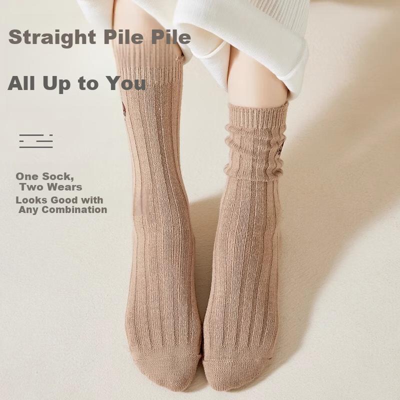 YUZHAOLIN 4 Pairs of Women's Mid-Calf Wool Socks, Autumn And Winter Warm Socks, Fleece-Lined Thick Slouchy Socks, Postpartum Socks, Long Socks