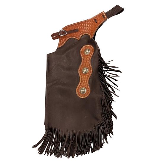 

Изготовленные на заказ ковбойские кожаные чапсы в стиле вестерн с бахромой, застежкой-пряжкой XX-LARGE коричневый