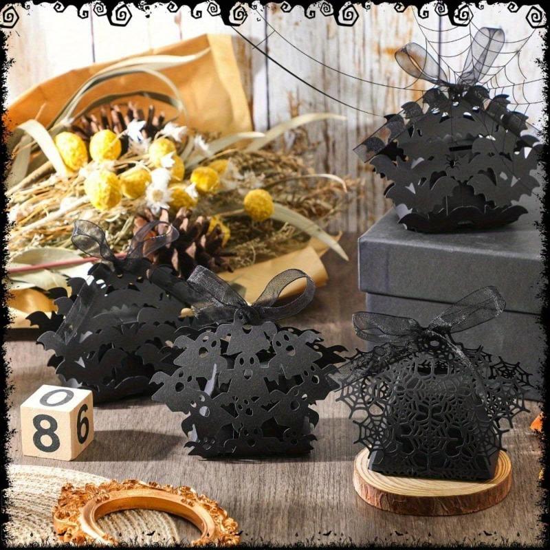 Halloween Candy Boxes with Featuring Spider Web Bat Ghost Spider Hollow Out Patterns Ideal for Party Favors Decorations Gifts