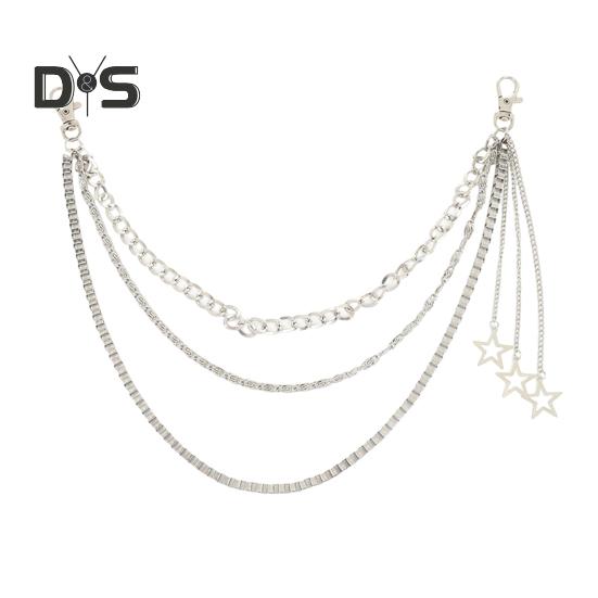 

Цепочка на талию из титановой стали, многослойный дизайн, подвеска в виде звезды, хип-хоп, мужская и женская уличная цепочка, универсальный аксессуар серебряный