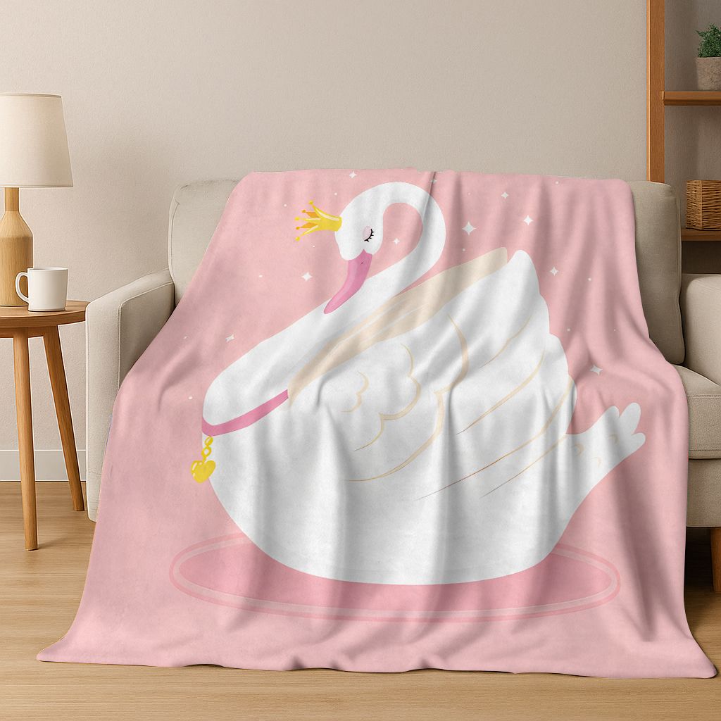 Dream Love Swan Art Cartoon Flannel Blanket,Cozy Soft Throw Blanket for Home Bedroom Bed Sofa Picnic Office Cover Gift Kids