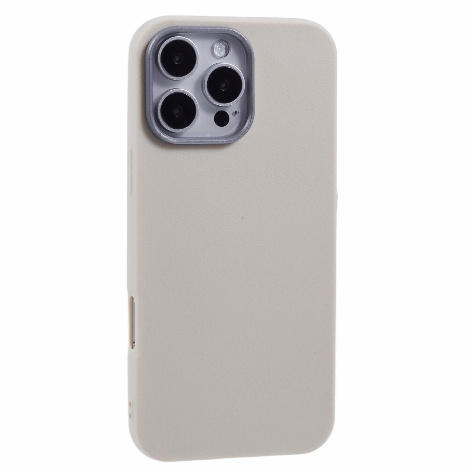 

For iPhone 16 Pro Max Case Electroplating Lens Frame Textured TPU Shockproof Phone Cover C