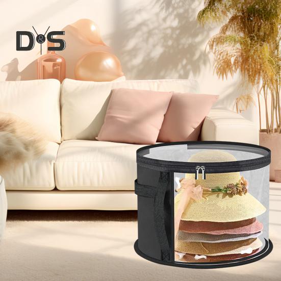 Nadměrná průhledná taška na klobouky s uchem, zapínáním na zip, průhledným designem, skládací organizér na kovbojské klobouky, pouzdro na klobouky se širokým okrajem