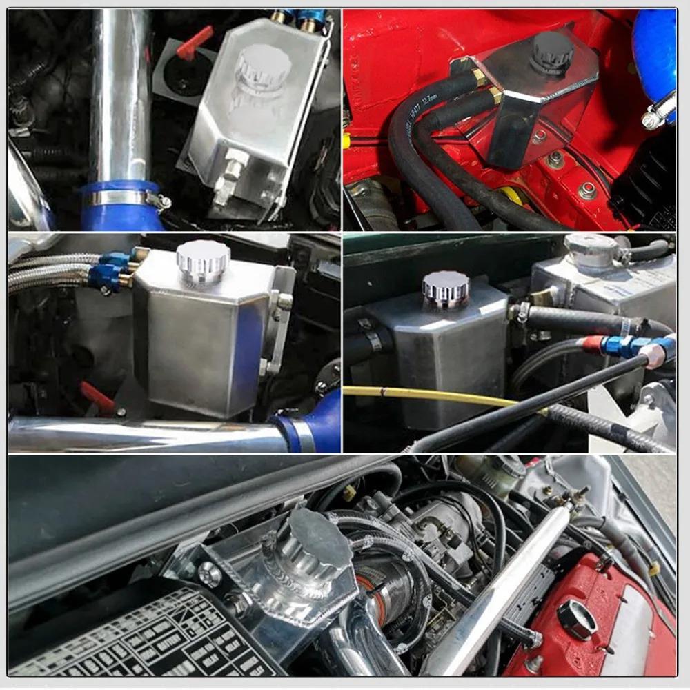 Universal 1L Alloy Engine Oil Fuel Gas Catch Can Breather Tank Bottle Coolant Radiator Overflow Tank