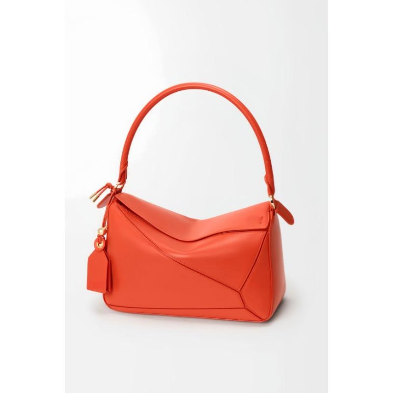 Long Handle Splicing Geometric Bag Fashionable Versatile Hand Carry Shoulder Messenger Bag