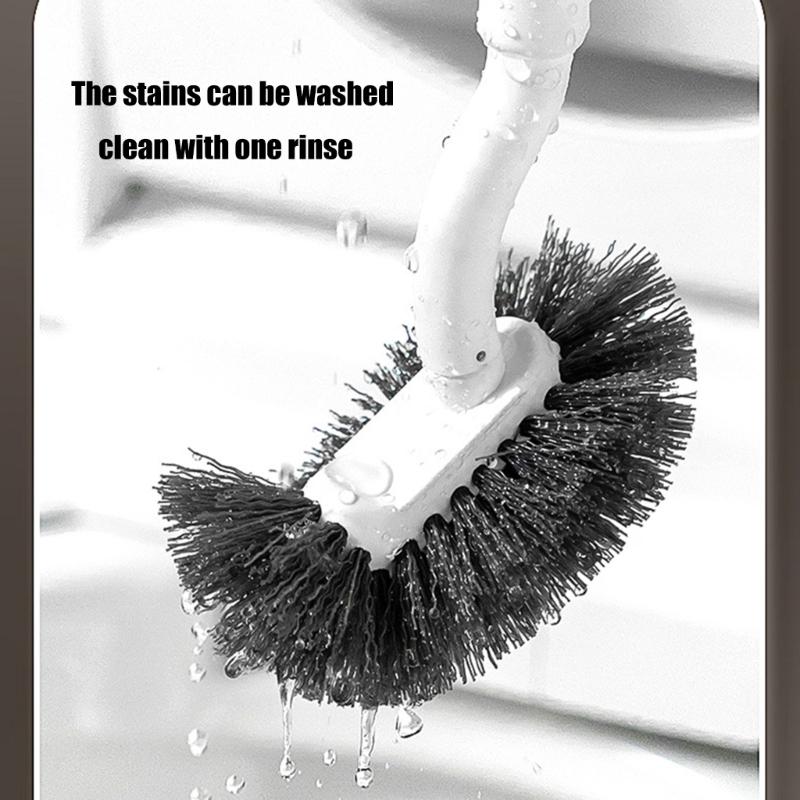 360 Degree Toilet Cleaning Brush Set with Antimildew Storage Stand Curved Design Detachable Handle Bathroom Scrubber